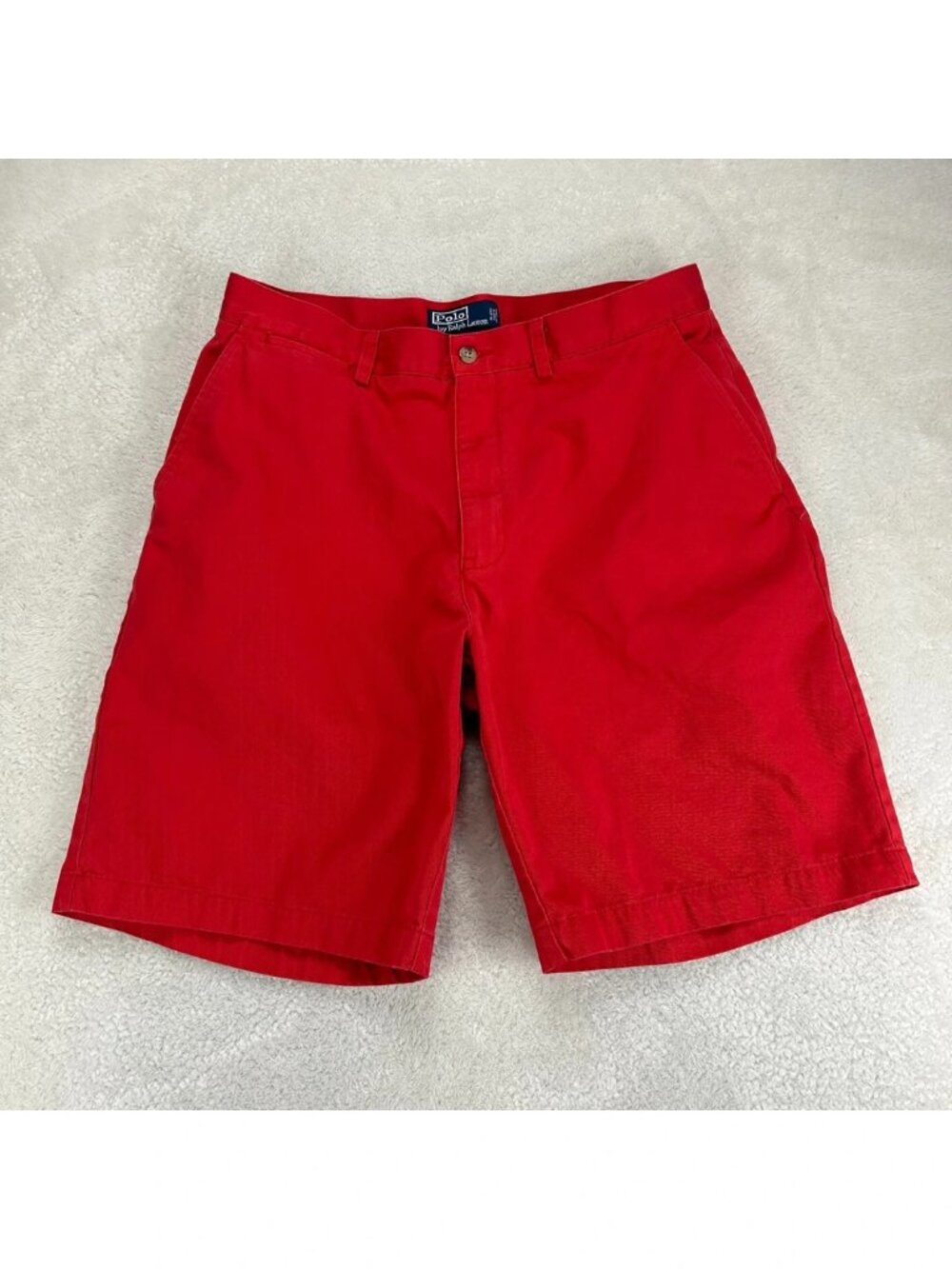 Vintage Polo Ralph Lauren Prospect Chino Shorts Mens 33 Red Flat Front Preppy‎